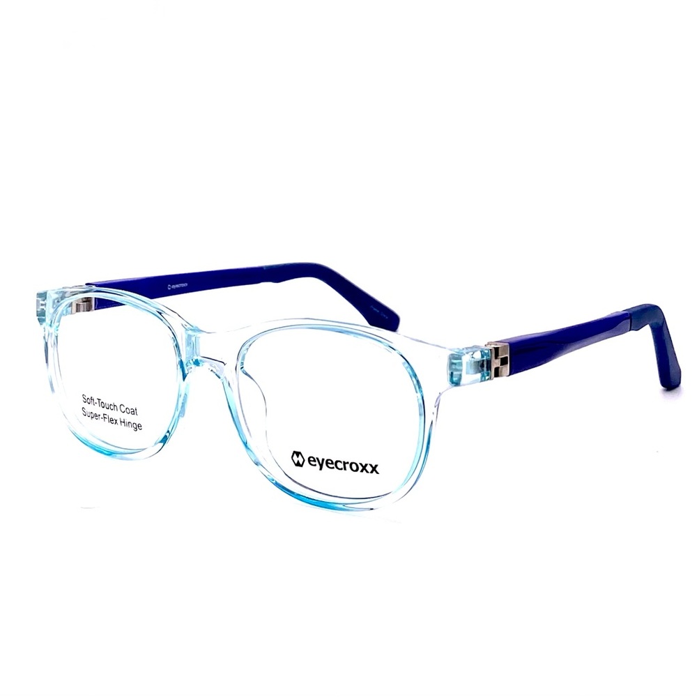 Childs Eyeglasses Eyecroxx ECL113 BL size 43-14-124 Blue Crystal Plastic - Picture 3 of 6